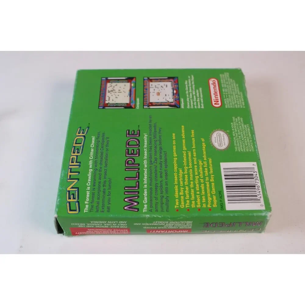 Nintendo Game Boy Arcade Classics 2 Centipede & Millipede Game With Box & Manual